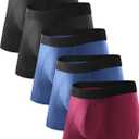 TIICHOO Washable Incontinence Underwear for Men Cotton Regular Absorbency Urinary Leakproof Underwear Boxer Briefs 5 Pack (2 Black/2 Navy Blue/Burgundy), XL
