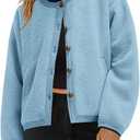 Yanekop Womens Sherpa Jacket Button Down Fleece Winter Coat Fuzzy Jackets Chunky Cardigan Sweaters Open Knit Sweater (Blue, S)