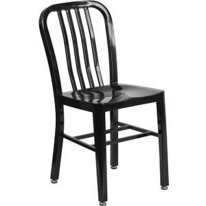 Flash Furniture Commercial Grade Black Metal Indoor-Outdoor Chair (Set of 1)