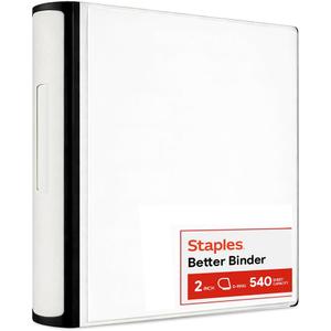 2 x Staples Heavy-Duty 2-Inch D-Ring Binder, Black – Large Capacity 3-Ring Binder for School & Office Use