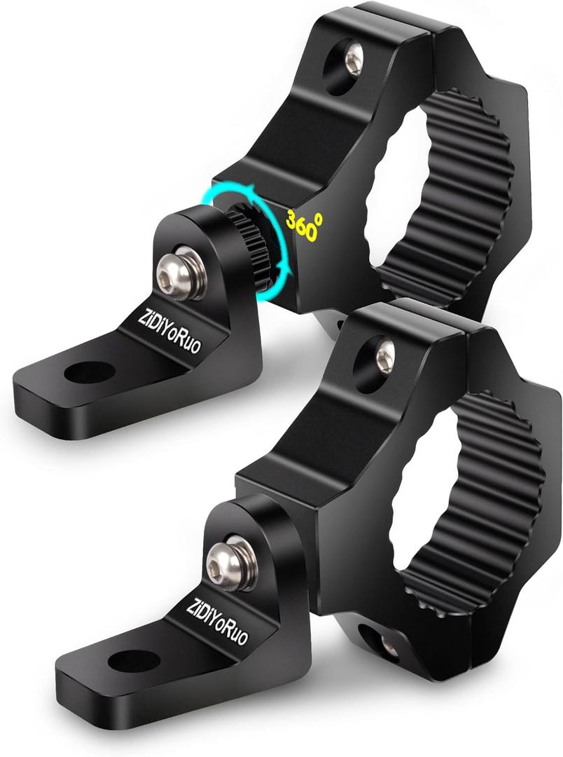 360 Light Mounts for UTV - 1.75"-2" Roll Bars, Aluminum Alloy Brackets Mounting Fog, Driving LED Lights for UTV/ATV/Jeep/Truck - 2pcs