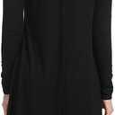 Women's Casual Plain Fit Flowy Simple Swing T-Shirt Loose Tunic Dress (Black)