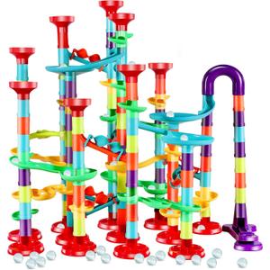 197Pcs Marble Track,Marble Maze Game Construction Building Blocks Toys for Kids,Marble Track Game Educational Learning Toy for Boys Girls Birthday Gifts(147 Parts+ 50 Glass Marbles)