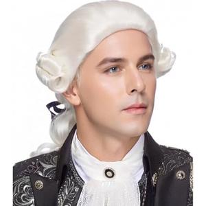 Traqur Judge Colonial Wig for Men White Funny Crazy Wigs Washington Halloween Costume Cosplay Party Wigs (White)