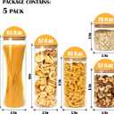 Airtight Glass Jars with Bamboo Lids, Glass Food Storage Containers Set - Set of 5 Kitchen Canisters for Sugar, Candy, Cookie, Rice and Spice Jars