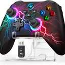 Svetaecho Wireless PC Controller with Hall Effect Triggers - Multi-Platform Gaming Controller for Switch 2/Steam/iOS/Android, RGB Lighting, Ergonomic Grip& Display Stand