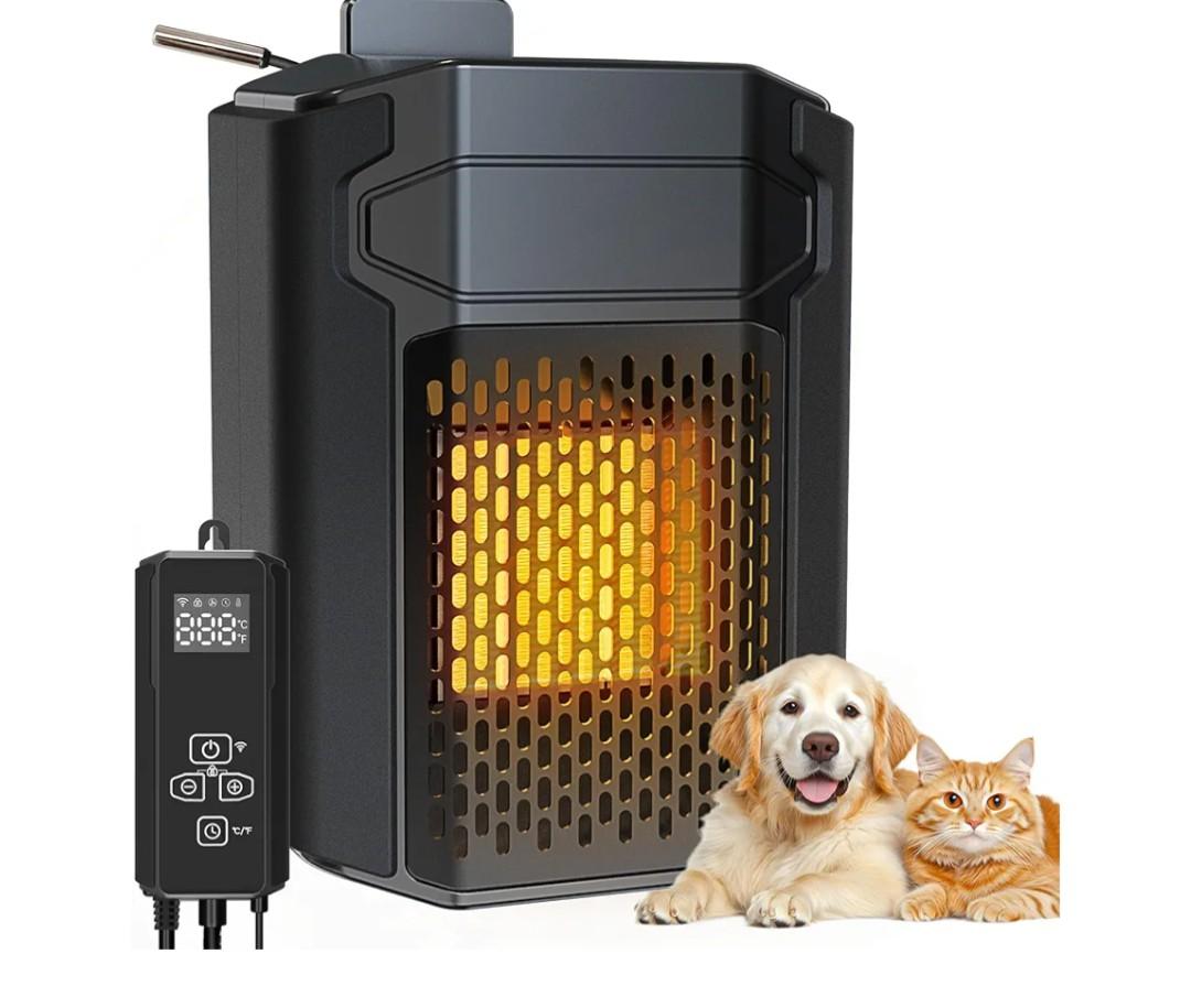 Outdoor Pet House Heater 500W - Kiroto WiFi APP Controlled Dog House Heater with Thermostat & Timer,Suitable for Winter Outdoor Heating of Outside Doghouses, Cat Beds and Chicken Coops