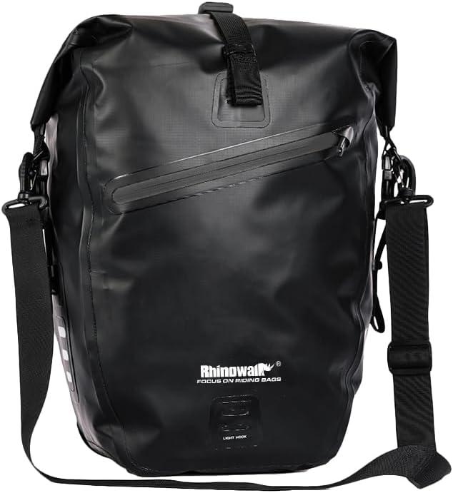 Rhinowalk Bike Bag Waterproof Bike Pannier Bag for Bicycle Cargo Rack Saddle Bag Shoulder Bag Laptop Pannier Rack Bicycle Bag Professional Cycling Accessories (27L, Black 27L)