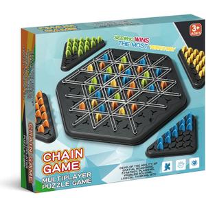 Chain Triangle Chess Game, Geometric Chess Game, Board Games for Family Night, Family Games for Kids and Adults, 2 to 4 Players