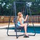 SUNCREAT Hammock Chair with Stand Included, Heavy Duty Hanging Chair with Stand, 330 lbs Capacity, Patent Pending, Grey