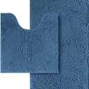 Flotstiga Bathroom Rugs Sets 2 Piece,Super Absorbent Soft,Thick,Machine Washable Chenille Bath Mat,Non Slip Toilet Floor Rug,Bath Mats for Bathroom,20x32 Plus 20x20 U Shape,Denim Blue