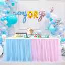 Suppromo 6ft Pink and Blue Tulle Table Skirt for Gender Reveal Tutu Table Clothes Cover for Baby Shower Boy or Girl Birthday Party Wedding Cake Gender Reveal Party Decorations Supplies (72" x 30" (6FT))