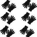 6 Pairs Winter Magic Gloves Adults Warm Stretchy Cold Weather Mittens Unisex Black Gloves One Size Fits Most Men Women Teens Knit Gloves