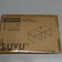 SUYU Kitchen Cabinet Organizer Shelf,Bamboo Spice Rack Set of 1,SpaceSaving Countertop Organizer for Kitchen, Office, or Closet, Stackable and Nesting Shelves,Black and Natural SCW201H