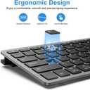 OMOTON 2.4G Wireless Keyboard, Ultra-Slim Compact Mini Keyboard with Type-C & USB-A Receiver, Compatible with Desktop Laptop Tablet PC Smart TV and Windows 11/10/8/7 - Grey