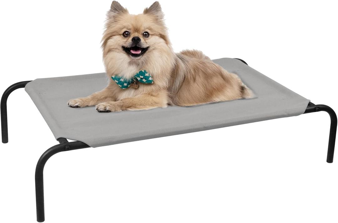 PHYEX Raised Pet Cot for Small Pets, Elevated Dog Bed with Breathable Mesh, Sturdy Steel Frame for Indoor & Outdoor Use, Non-Slip Design, Easy Clean, 33-Inch Grey, S