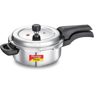 Prestige Deluxe Alpha Svachh Stainless Steel Pressure Cooker with Alpha Base and Deep Lid for Spillage Control, (3 Liter)