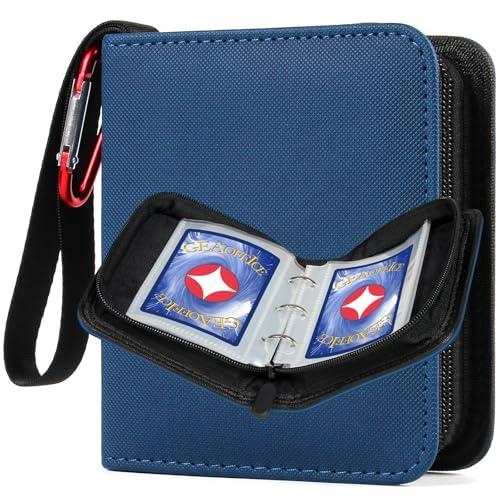 GEAoffice Mini Card Binder 1-Pocket, Super Lightweight Small Collectible Trading Card Albums for 80 Cards, Top Loading Zipper Binder for TCG, MTG, Sports&Game Cards, Gifts for Girls, Blue