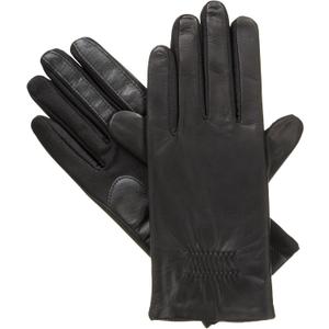 Isotoner Women's Classic Stretch Faux and Genuine Leather Touchscreen Gloves (Black, M)