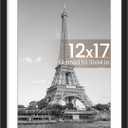 upsimples 12x17 Picture Frame, Display Pictures 10x14 with Mat or 12x17 Without, Wall Hanging Photo Frame, Black, 1 Pack