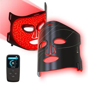 Red Light Therapy Mask: 292 LEDs High Energy Professional Infrared Red Light Therapy Device for Face Led Lighting Facial Mask Replace Photon Rejuvenation - Black