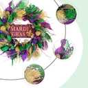 TEMPUS 20 inch Mardi Gras Purple and Green Glitter Wreath for Carnival Front Door and Party Decorations, Mardi Gras Party Home Decor Wreath with Mardi Gras Sign, Indoor and Outdoor Glitter Party Wreat