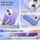 Compatible with iPhone 13 Case & iPhone 14 Case Magnetic Glitter iPhone 13 & 14 Phone Cases 6.1" with Curly Wavy Frame Design [Bling & Cute][Compatible with Mag-Safe],Purple