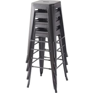 Amazon Basics Sturdy Metal Bar Stools, 30-Inch, Black, Set of 2