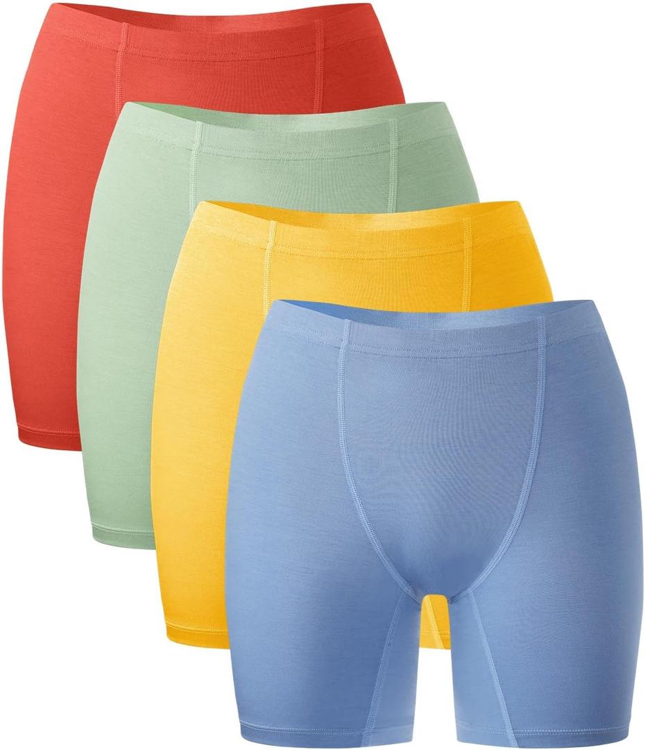 2 x BAMBOO COOL Womens Underwear Boyshorts Boxer Panties 4 Pack | Bamboo Soft, More Breathable than Cotton, Fresh Skin-friendly, Anti Chafing, Moisture Wicking, High Waisted, Full Coverage (M)