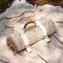 Genovega 2 in 1 Extra Large Outdoor Picnic Blanket Waterproof Woven Boho Mat Giant Beach Towel Travel Essential Yoga Accessories Park Patio Lawn Garden Grass Ground Music Festival Concert Must Have (6'8" x 6'8" (Square), Brown)