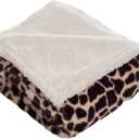 Sherpa Fleece Throw Blanket - 50x60-Inch Machine-Washable Reversible Throw - Fluffy Blankets for Couch, Chair, or Bed by Lavish Home (Giraffe)