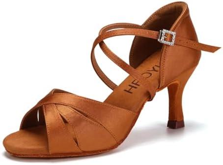 HROYL Women Latin Dance Shoes Professional Practice Performance Ballroom Salsa Dancing Shoes 9