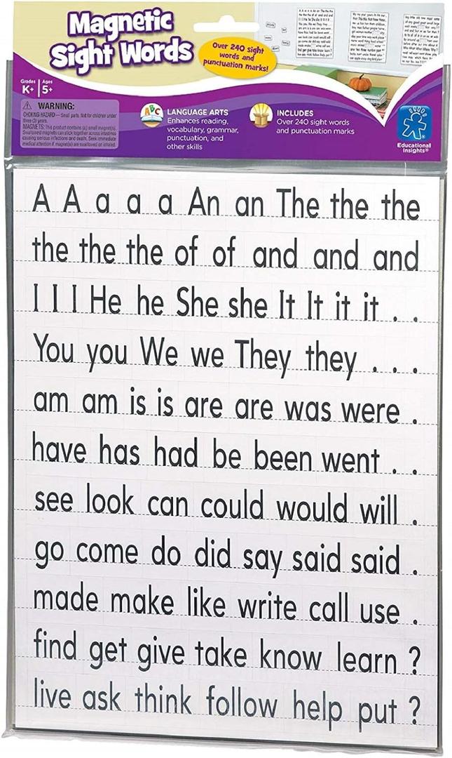 Educational Insights Magnetic Sight Words and Sentence Builders, Over 240 Sight Words & Punctuation Marks: Perfect for Homeschool & Classroom, Ages 5+