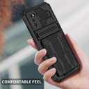for Samsung Galaxy A03s Wallet Case with Credit Card Holder Stand Kickstand Slim Rugged Shockproof Heavy Duty Defender Armor 【Military Grade】 Protective Phone Case - Black