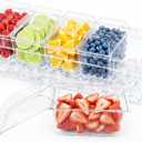 Lifewit Chilled Condiment Containers with Lids, Plastic Taco Bar Serving Set for Party with 5 Containers, Ice Garnish Tray for Mimosa Bar Supplies, Clear Serving Platter for Fruit, Salad, Snack