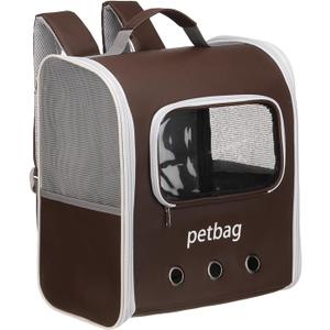 Pet Backpack Carrier, Portable and Ventilated, Oxford Cloth, Dogs Cats and Small Animal Travel Bag 14.17", (Brown, 1 Pcs), Intended for Hiking/Camping/Traveling