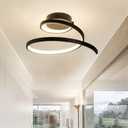 Modern LED Ceiling Light 24W Spiral Design Ceiling Lighting Fixture 18 inch,4000K Warm White Light Fixture for Hallway Aisle Balcony Bedroom Kitchen Office (Black) (top)