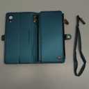 Defencase Compatible with iPhone XR Case Wallet with RFID Blocking Card Holder for Women Men, Fashion PU Leather Magnetic Snap Flip Zipper Strap Wallet Phone Case Fit for iPhone XR 6.1", Blue Green