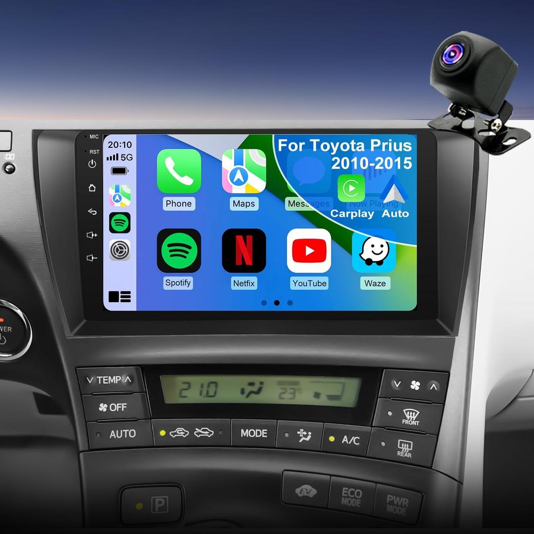 4core 64G Upgrade Car Radio For Toyota Prius 2010 2011 2012 2013 2014 2015, Prius Stereo 9inch IPS Touchscreen Wireless Carplay Android Auto, GPS Bluetooth 5GWifi FM Backup Camera Fit for JBL & No JBL