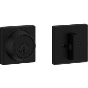 Kwikset 660 Deadbolt Lock, Matte Black Square Exterior Keyed Front Entry Door, Pick Resistant SmartKey Rekey Security, Single Cylinder Dead Bolt