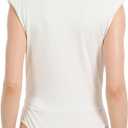 Women's Elegant Wrap V Neck Bodysuit, Sleeveless Ruched Waist Tank, Slim Fit Wrap Leotard for Work, Night Out, White, Small