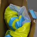 Sloosh Inflatable Pool Float Lounger - River Tube Floating Chair Sofa with Big Backrest, Blow Up Floaties Lake Raft Lounge with Mesh Bottom Handle Cup Holder Pool Party Toys for Adults (Blue Yellow)