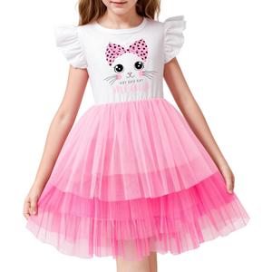 LQSZ Girls Tulle Dresses Princess Flutter Sleeve Tutu Dress for Toddler Girl 3-12 Years (4-5T)
