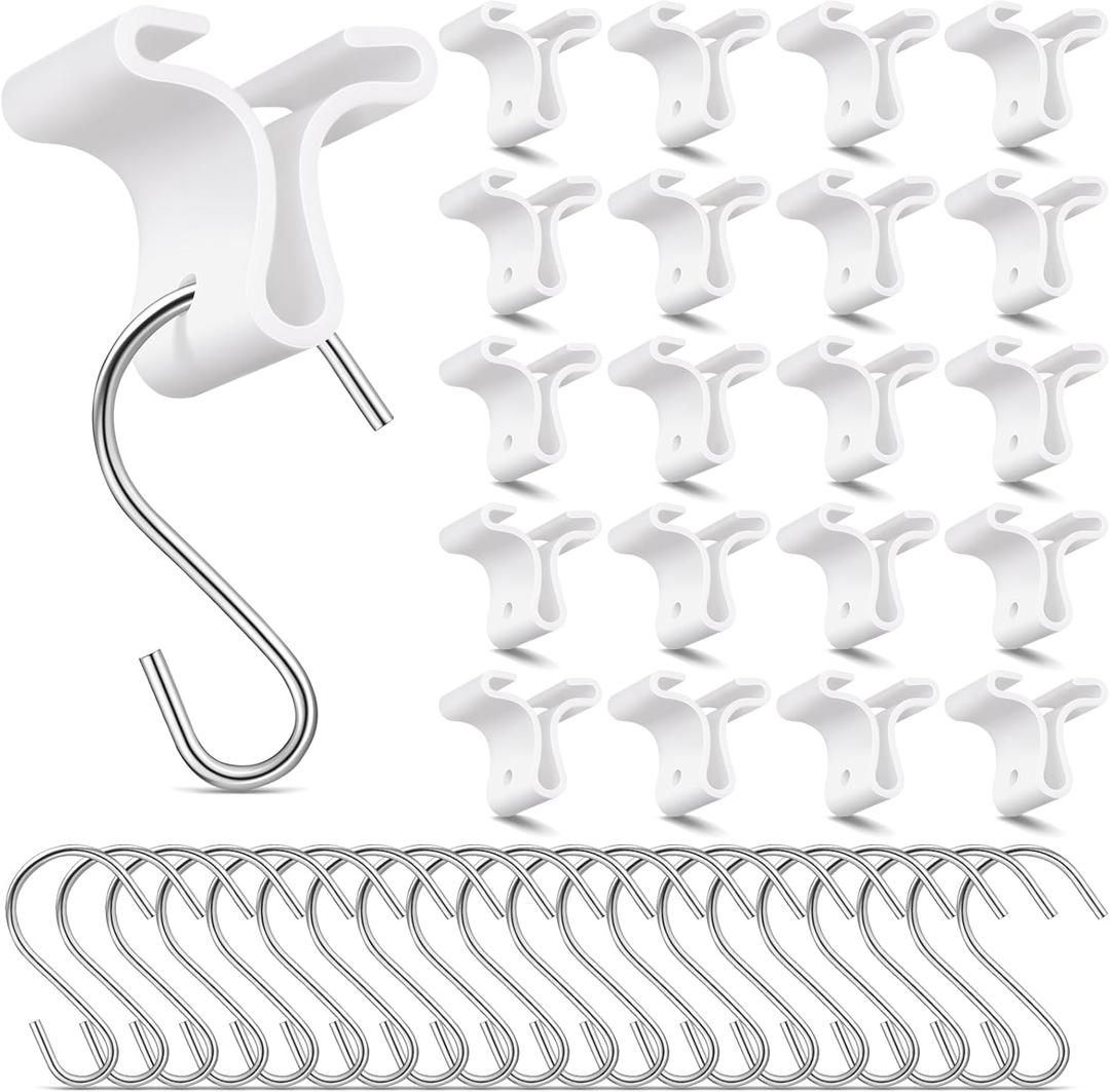 Moxweyeni 15 Pack Drop Ceiling Hooks for Hanging Ornament Christmas Classroom Supplies Hanging Ceiling Tile Metal Hangers for School Classroom Office (S Hook)