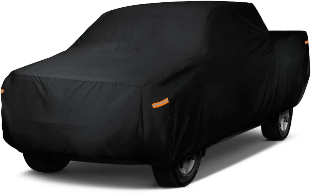 EzyShade 10-Layer Truck Cover Waterproof All Weather See Vehicle Size-Chart for Accurate Fit Outdoor Pickup Truck Covers - Ranger Frontier Tacoma. Sun Snow Rain Black, Size T1 