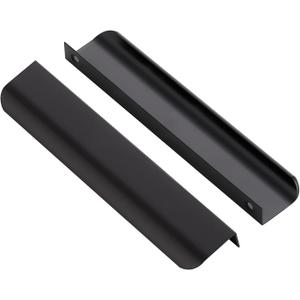 Ravinte Pack of 10 Finger Pulls for Cabinets - 160mm/6.25" Hole Center Tab Handle - Matte Black Edge Pulls - Concealed Handles for Kitchen Drawer - 200mm/7.87" Length