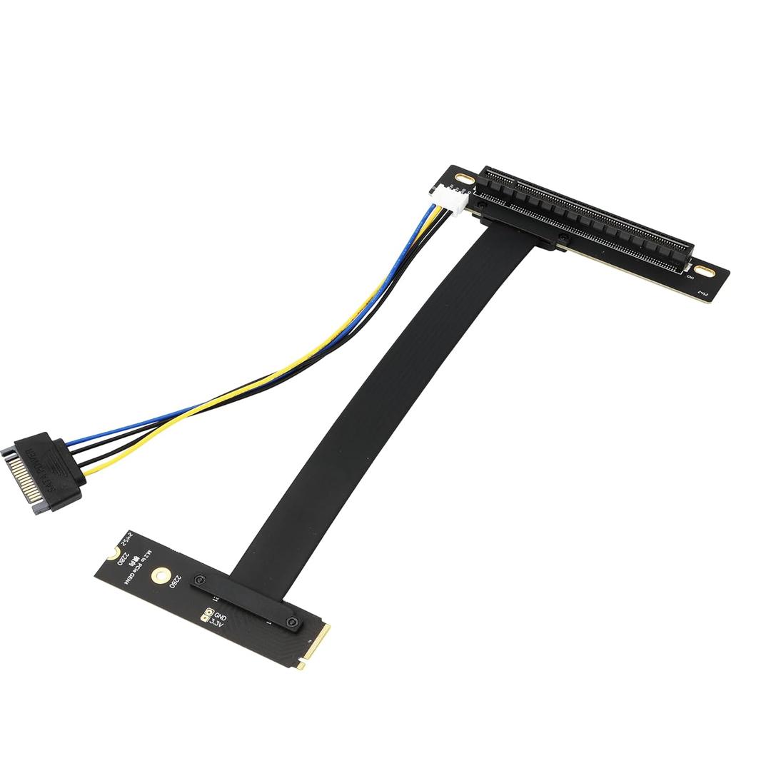 M.2 NGFF NVMe Key M Extender Cable to PCIE x16 for Graphics Card Riser Adapter 250mm(90 Degree Left)