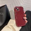 ekoneda for iPhone 16 Pro Max Case Simple Curly Wavy Frame Design, Silicone Cute Glossy Aesthetic Wave Thin Slim Fit Soft TPU Protective Phone Case for iPhone 16 Pro Max Cover Women Girls, Wine Red