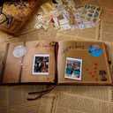 JIMBON Our Adventure Book Scrapbook Photo Album Retro Style Embossed Letter Cover Travel Diary Journal Scrap Book Kit For Couples, Memory Book For Anniversary Wedding