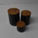 Canister Sets for Kitchen, Black Ceramic Kitchen Canisters for Countertop with Airtight Wood Lids, Large Flour and Sugar Containers for Coffee, Tea, Spice (Set of 3)